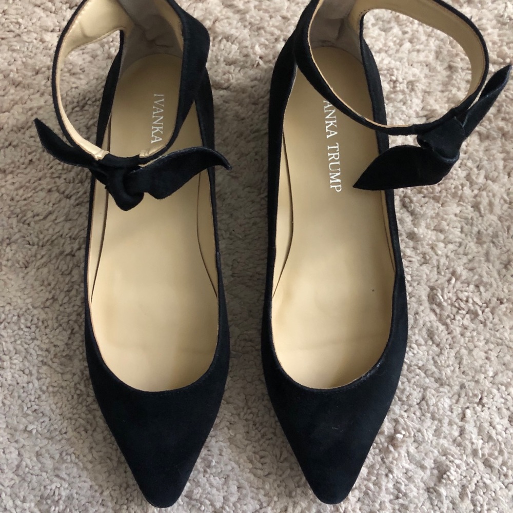 Black Flats with Tie Bow on Ankle